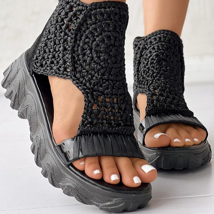 MW | Mesh Flache Sandalen Hohle Weibliche Plattform Schuhe