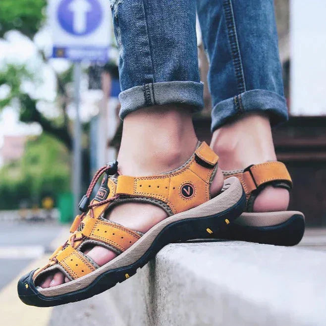 MW | Echtes Leder Herren Casual Sandalen Wandern