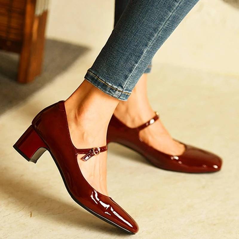 MW | Niedriger Absatz Flacher Mund Runde Zehe Schuhe