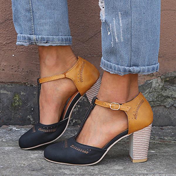 MW | T-strap Runde Zehe Chunk Schuhe Sandalen