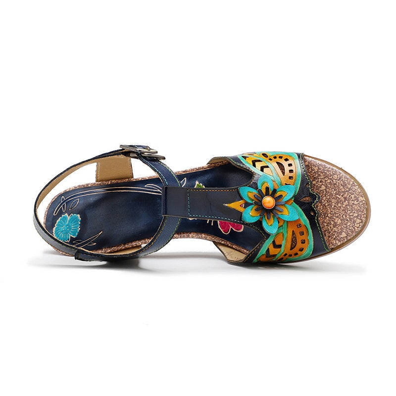 MW | Bunte Blockabsatz-Sandalen im böhmischen Stil