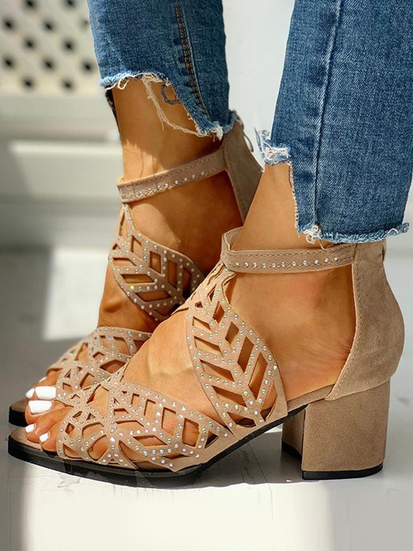 MW Elegante Damen-Sandalen mit ausgeschnittenem Blockabsatz