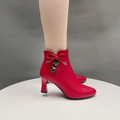 Esther® | Suede ankle boots with bow