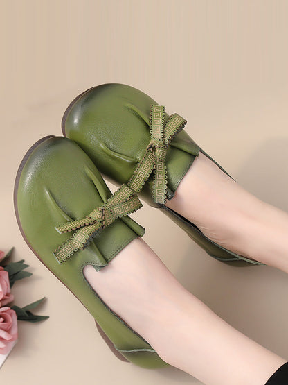 MW | Frauen Sommer solide bowknot geteilt Lederschuhe