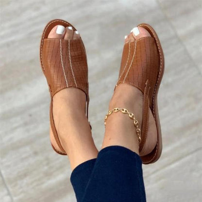 MW | Womens Peep Toe Flache Sandalen