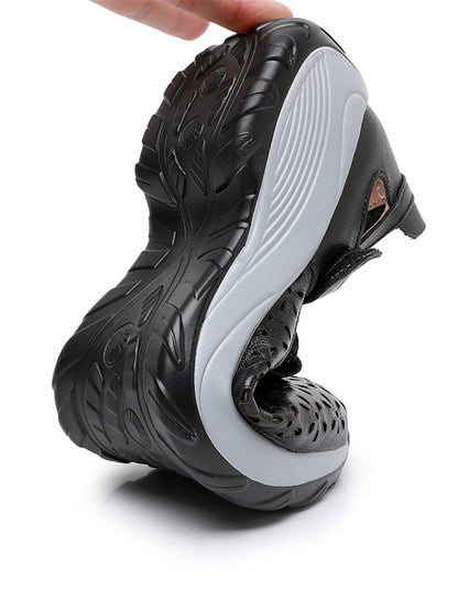 MW | Sommer solide Leder Cut-out-Plattform Schuhe