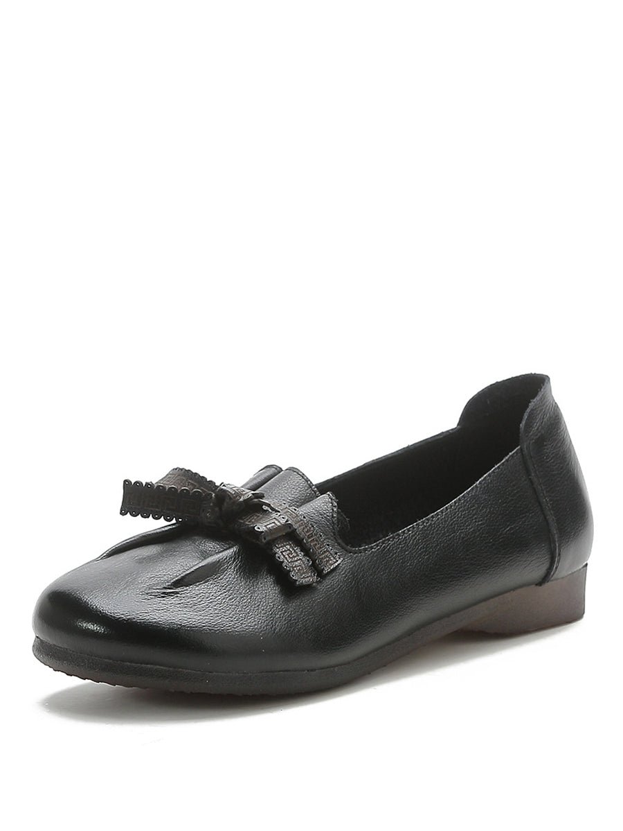 MW | Frauen Sommer solide bowknot geteilt Lederschuhe