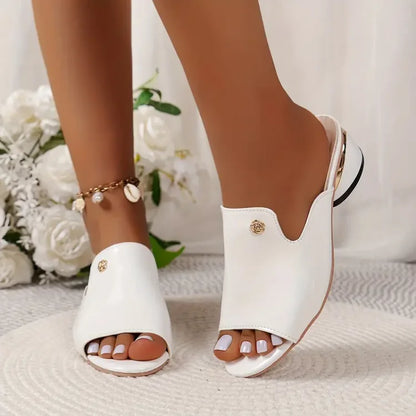 MW | Damen Sommer Slip-On Denim Heel Sandalen