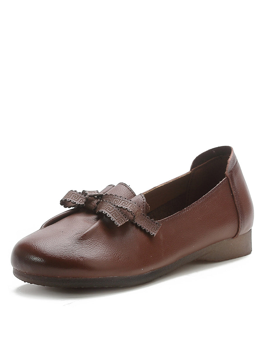 MW | Frauen Sommer solide bowknot geteilt Lederschuhe