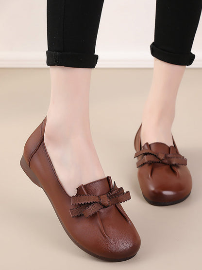 MW | Frauen Sommer solide bowknot geteilt Lederschuhe