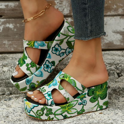 MW | Sommer Sandalen mit Blumendruck für Frauen