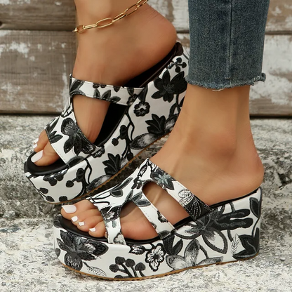 MW | Sommer Sandalen mit Blumendruck für Frauen