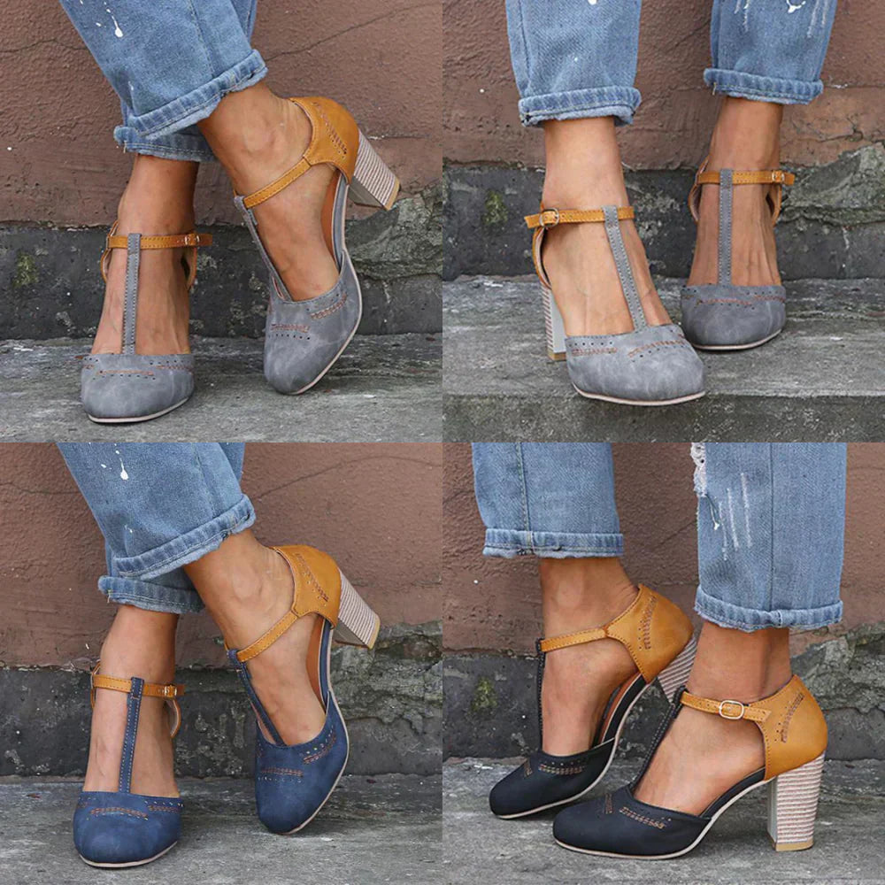 MW | T-strap Runde Zehe Chunk Schuhe Sandalen