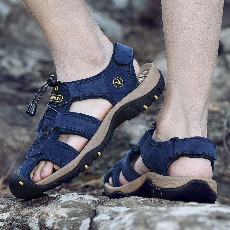 MW | Echtes Leder Herren Casual Sandalen Wandern