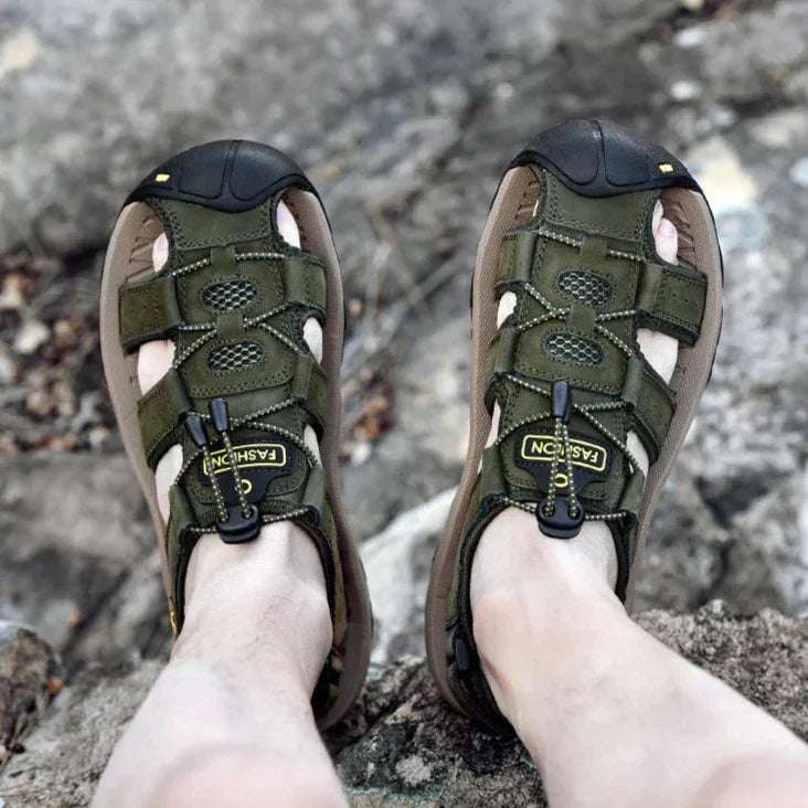 MW | Echtes Leder Herren Casual Sandalen Wandern