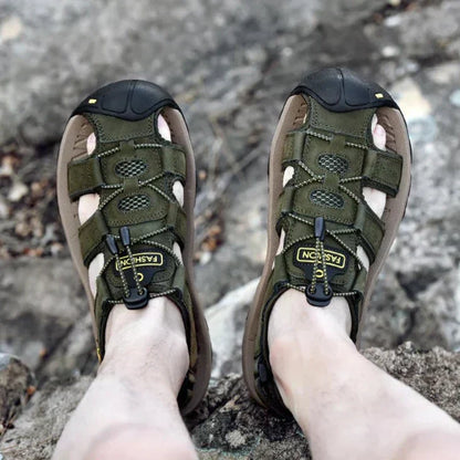 MW | Echtes Leder Herren Casual Sandalen Wandern