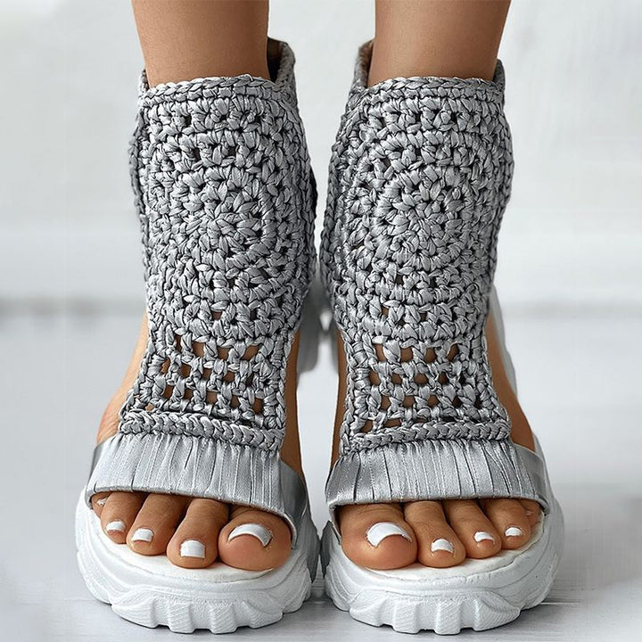 MW | Mesh Flache Sandalen Hohle Weibliche Plattform Schuhe
