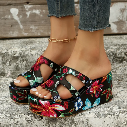MW | Sommer Sandalen mit Blumendruck für Frauen