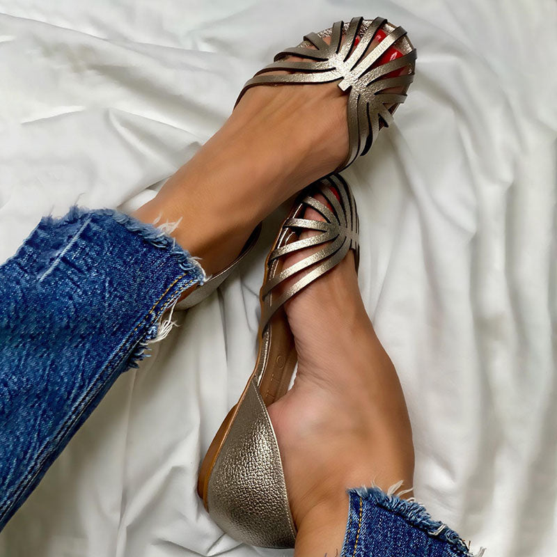 MW | Ledersandalen mit flacher Sohle