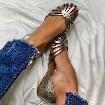 MW | Ledersandalen mit flacher Sohle