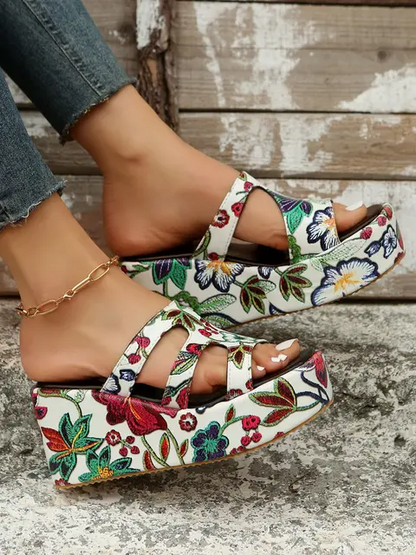 MW | Sommer Sandalen mit Blumendruck für Frauen