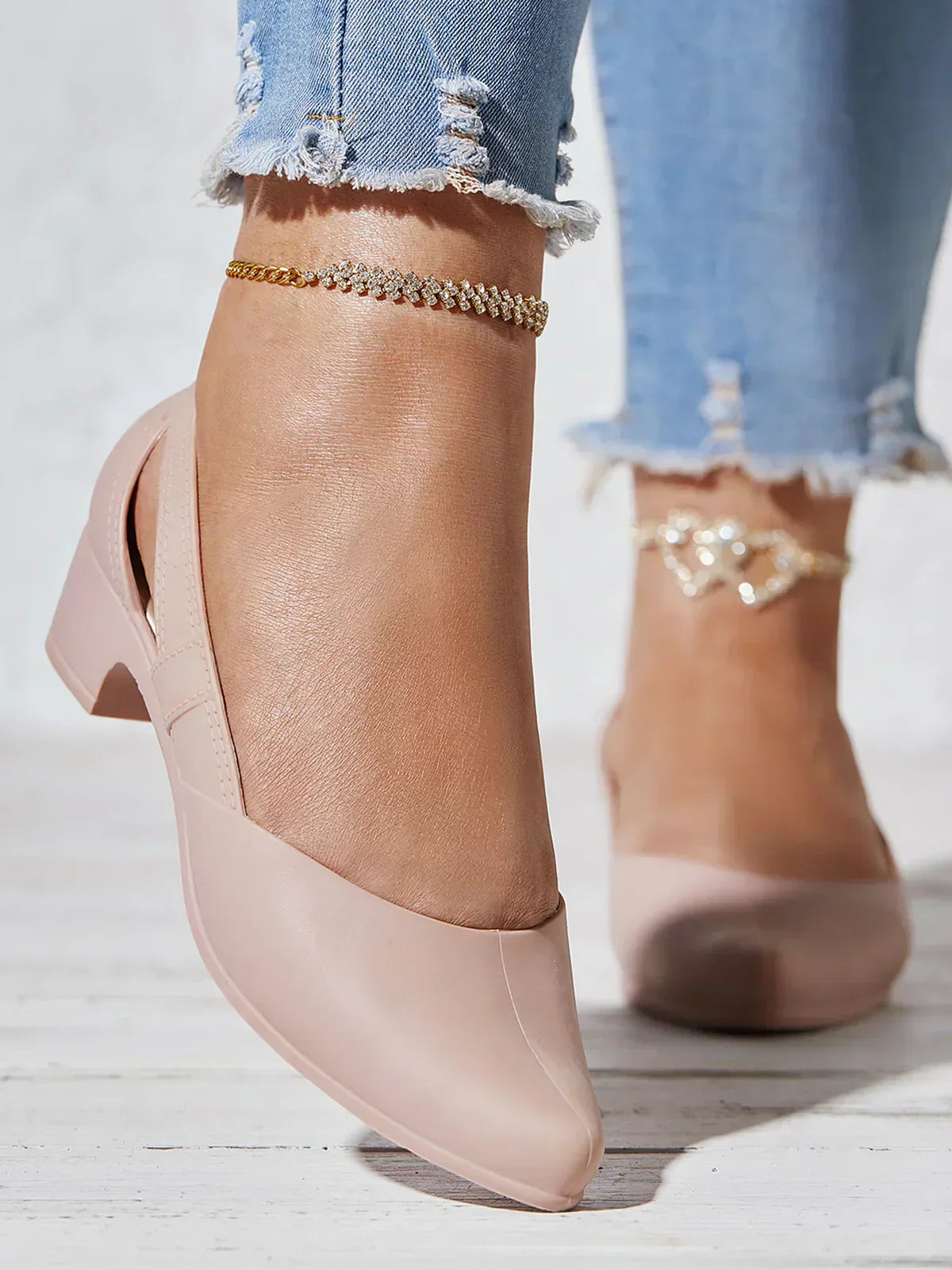 MW | Wasserdicht Hollow Out Slip On Block Heel Schuhe