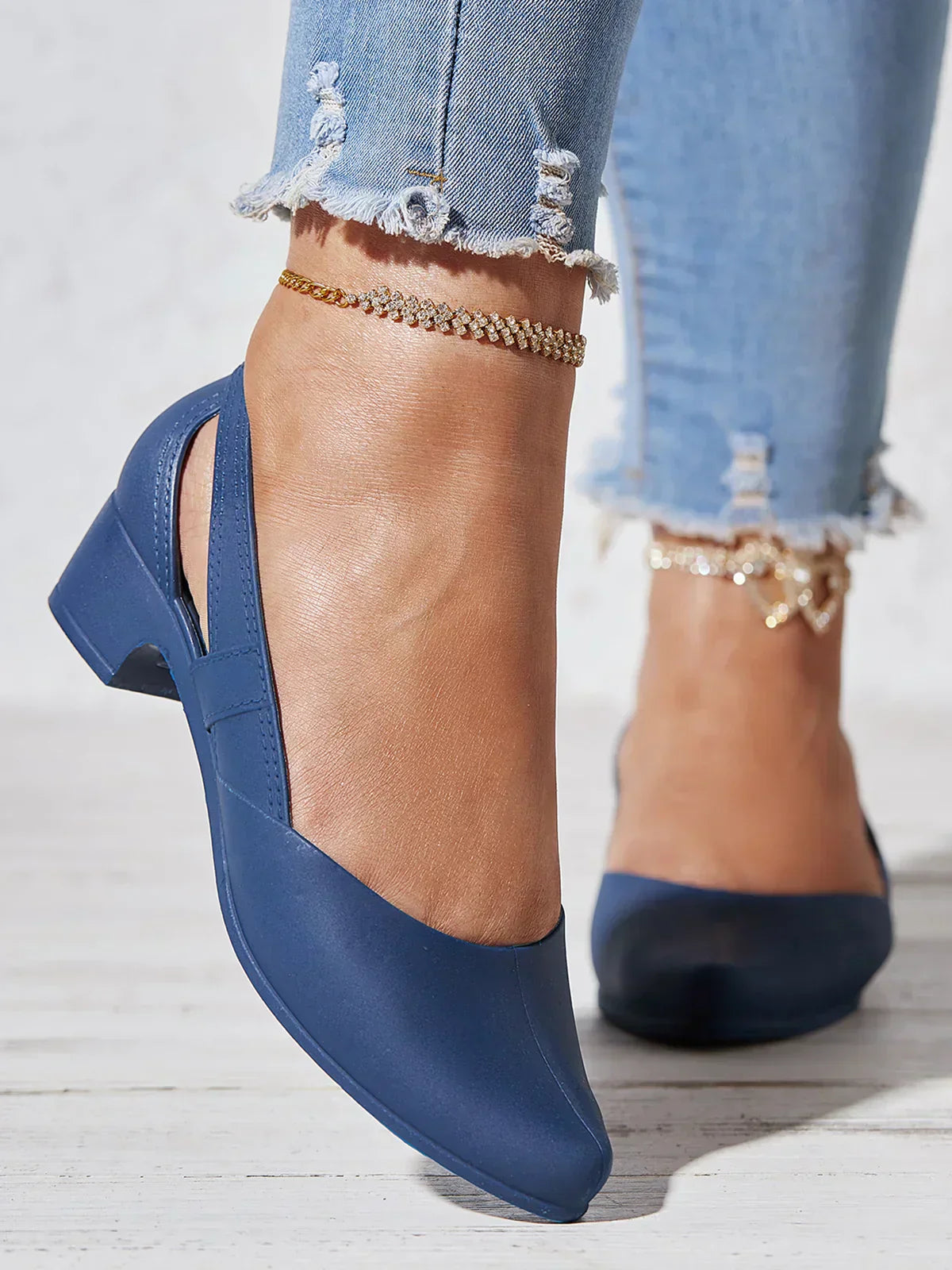 MW | Wasserdicht Hollow Out Slip On Block Heel Schuhe