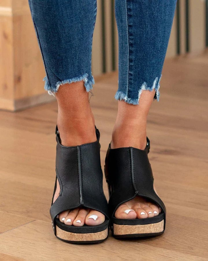 MW | Womens Casual Open Toe Wedge Sandalen Knöchelriemen Verschluss