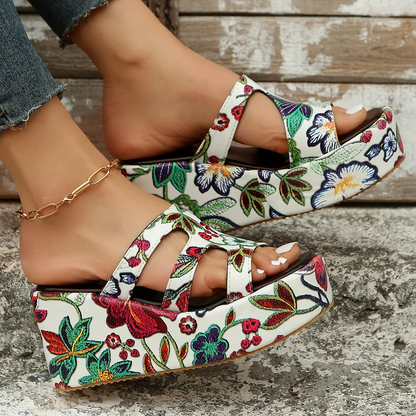 MW | Sommer Sandalen mit Blumendruck für Frauen