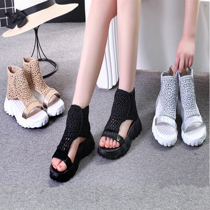 MW | Mesh Flache Sandalen Hohle Weibliche Plattform Schuhe