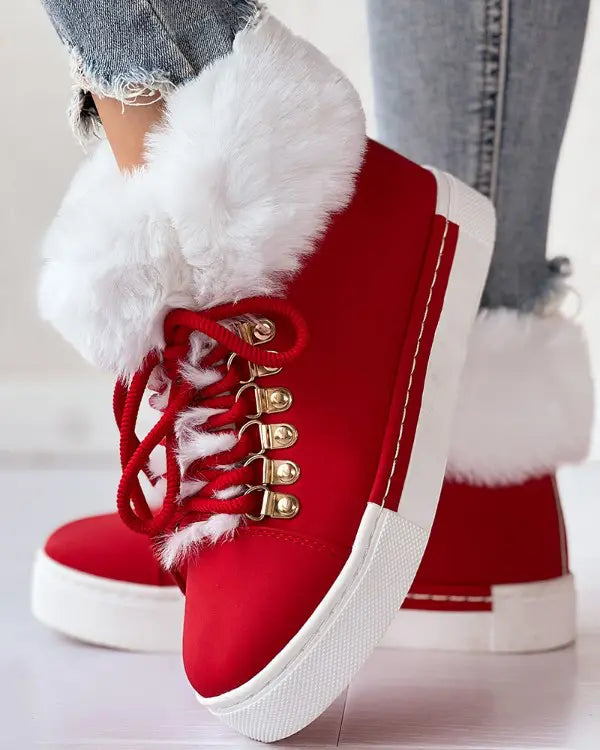 Gertrud® | Lined lace-up ankle boots with fur detail