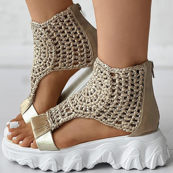 MW | Mesh Flache Sandalen Hohle Weibliche Plattform Schuhe