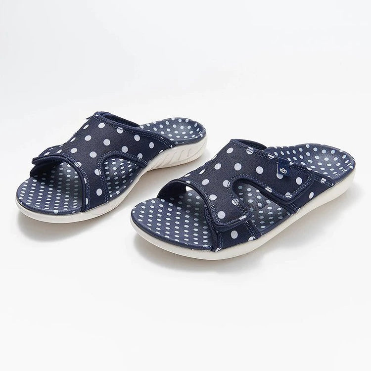 MW | Polka Dot Print Offene Zehe Haken Schleife Flache Sandalen