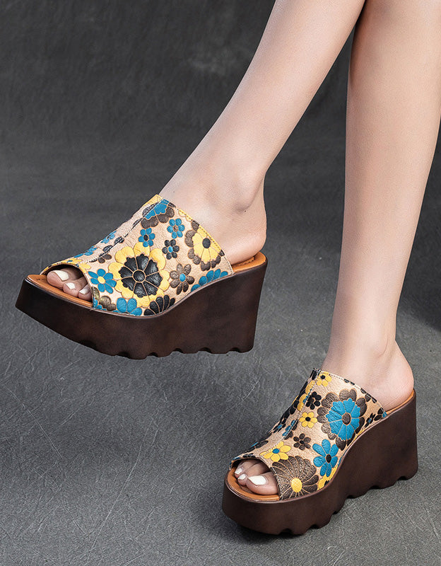 MW Floral Wedge Heel Slipper