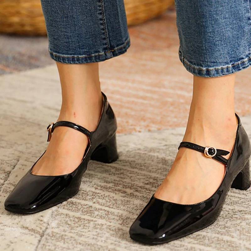 MW | Niedriger Absatz Flacher Mund Runde Zehe Schuhe