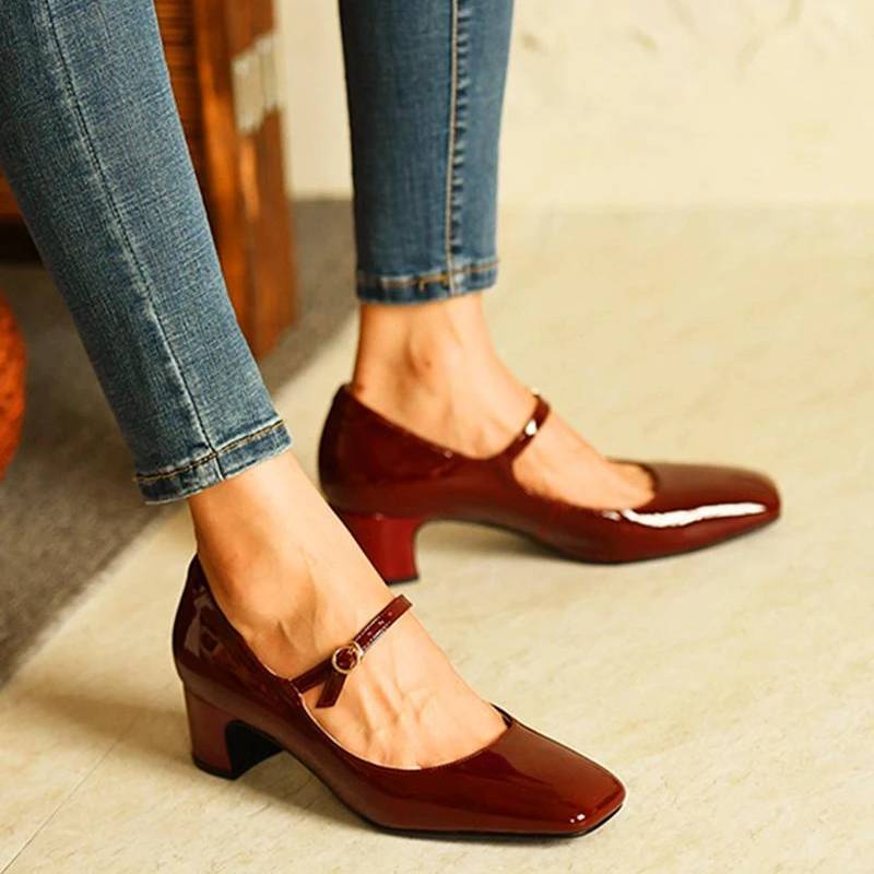 MW | Niedriger Absatz Flacher Mund Runde Zehe Schuhe