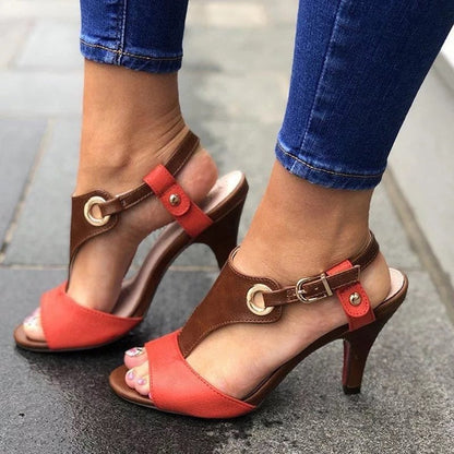 MW | Damen Sandalen Peep Toe Plattform Block Heels