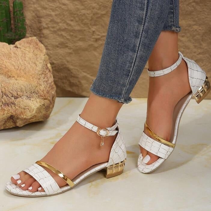 MW | Glitzersandalen mit niedrigem Absatz