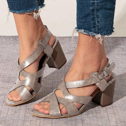 MW | Luxuriöse Sandalen mit Blockabsatz und Riemchen