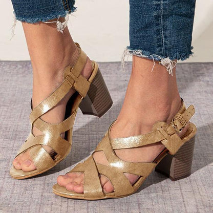 MW | Luxuriöse Sandalen mit Blockabsatz und Riemchen