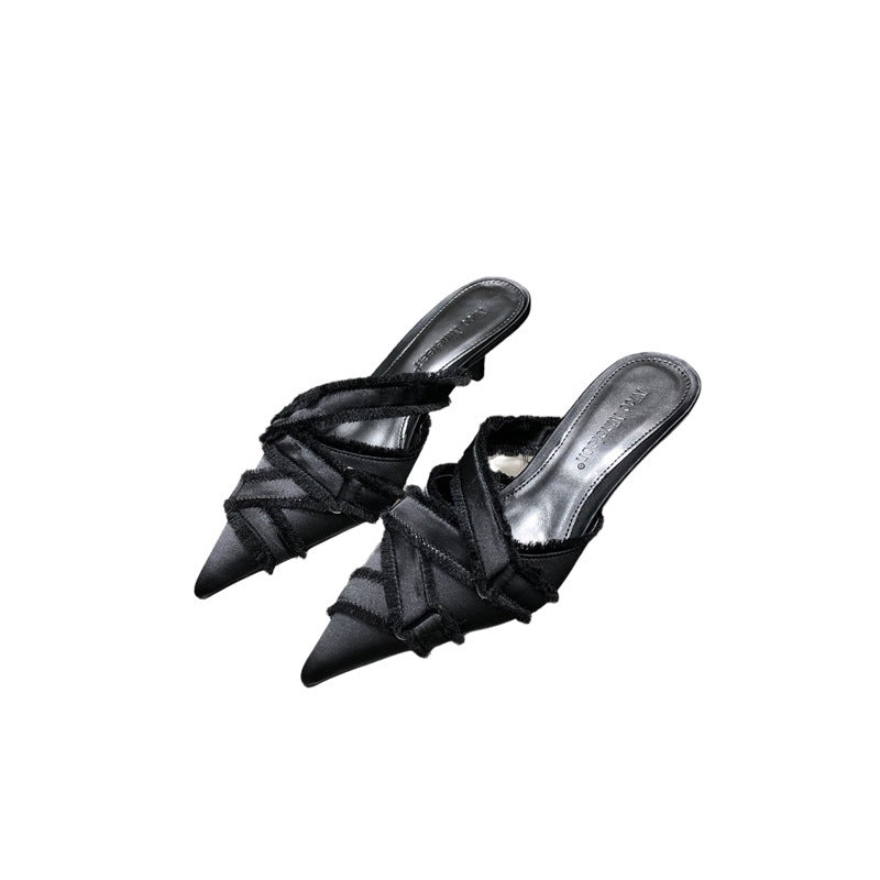 MW | Damen spitze Zehe Denim Schuhe Elegante Mid Heel Schuhe
