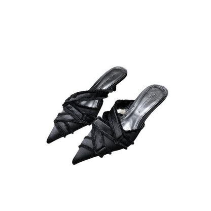 MW | Damen spitze Zehe Denim Schuhe Elegante Mid Heel Schuhe