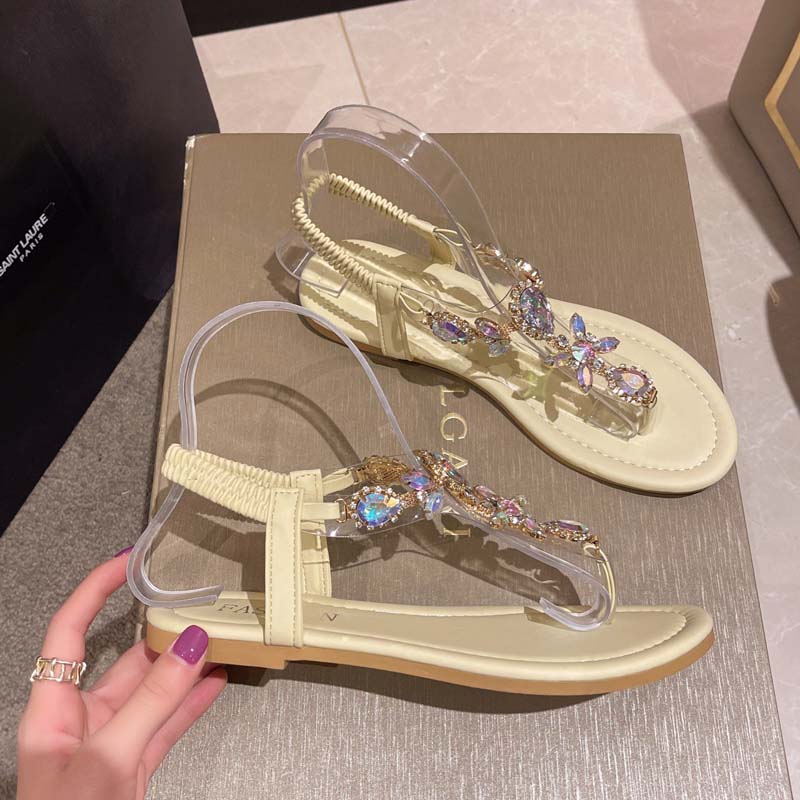 MW | Sandalen mit Blumen und Strasssteinen für Frauen