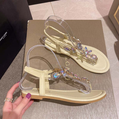 MW | Sandalen mit Blumen und Strasssteinen für Frauen