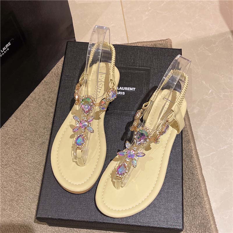 MW | Sandalen mit Blumen und Strasssteinen für Frauen