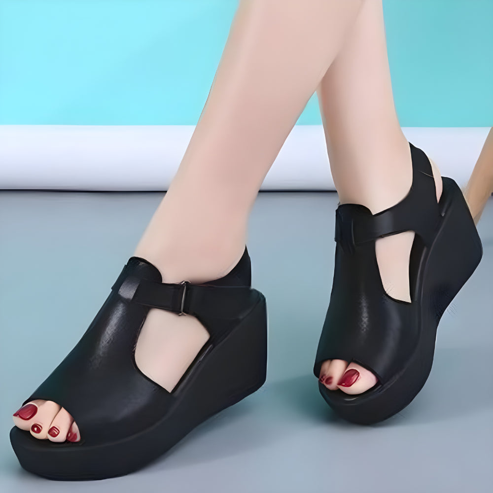 MW | Leder Damen Plateausandalen