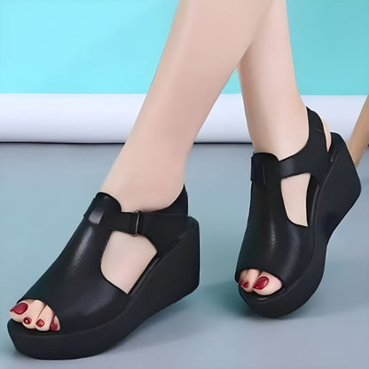 MW | Leder Damen Plateausandalen