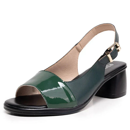 MW | Leder Hohe klobige Absätze Damen Sandalen