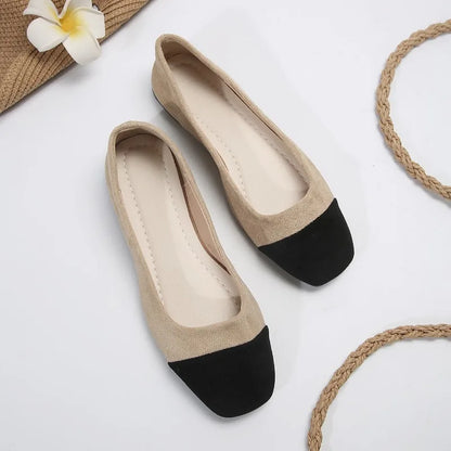 MW | Zweifarbige Ballettschuhe mit quadratischer Spitze für Frauen