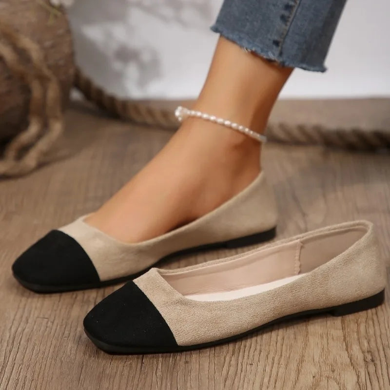 MW | Zweifarbige Ballettschuhe mit quadratischer Spitze für Frauen